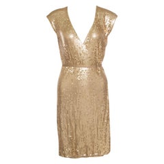 Michael Michael Kors Gold Sequined Wrap Dress S