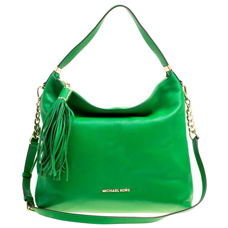 Michael Michael Kors Green Leather Medium Weston Shoulder Bag For Sale