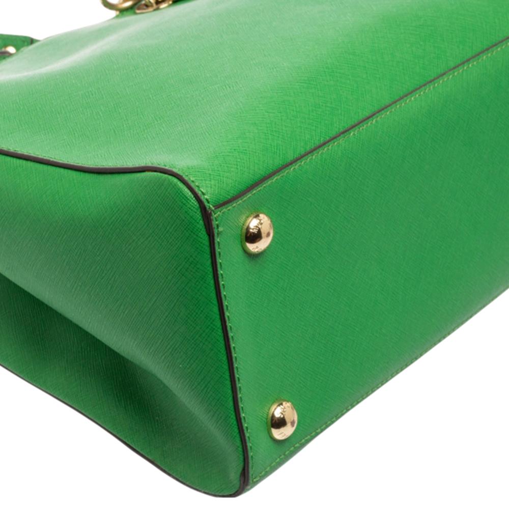 MICHAEL Michael Kors Grünes Saffiano-Leder Cynthia Tote im Angebot 6