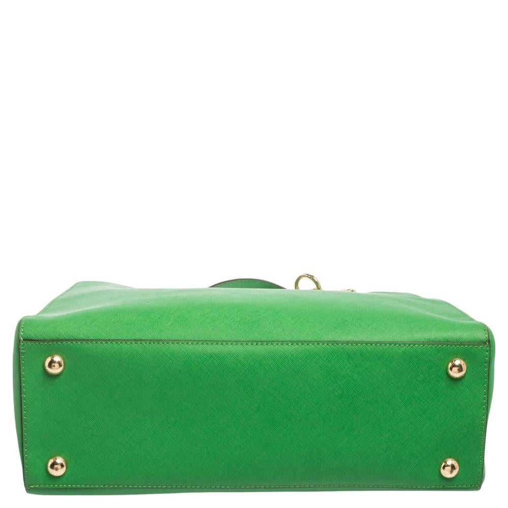 MICHAEL Michael Kors Grünes Saffiano-Leder Cynthia Tote im Angebot 1