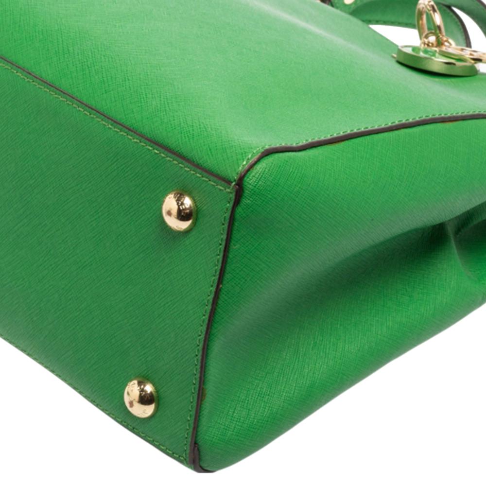 MICHAEL Michael Kors Grünes Saffiano-Leder Cynthia Tote im Angebot 2