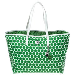 MICHAEL Michael Kors Green/White Polka Dot Coated Canvas Travel Tote