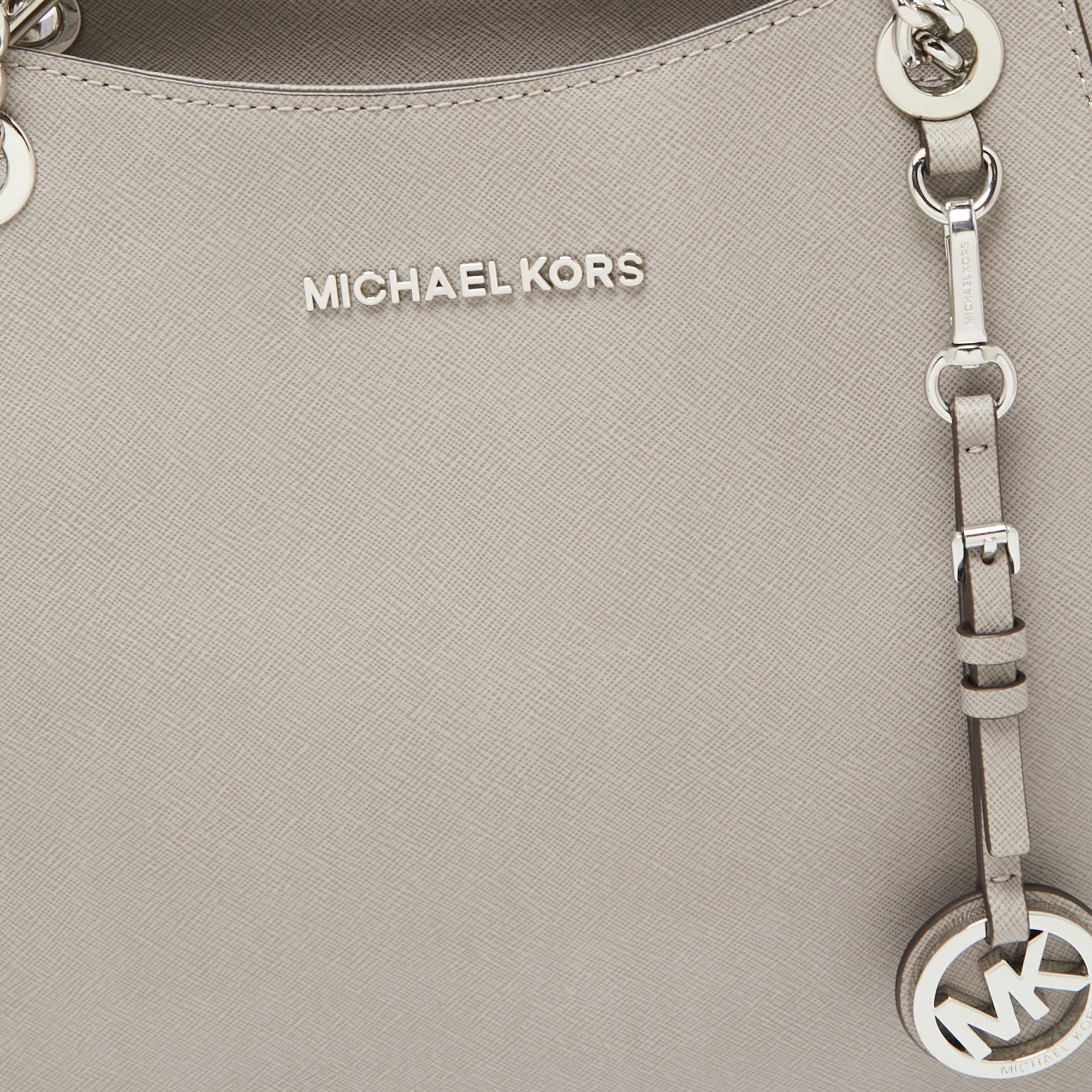 MICHAEL Michael Kors Grey Leather Jet Set Travel Chain Tote 6