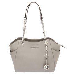 MICHAEL Michael Kors Grey Leather Jet Set Travel Chain Tote