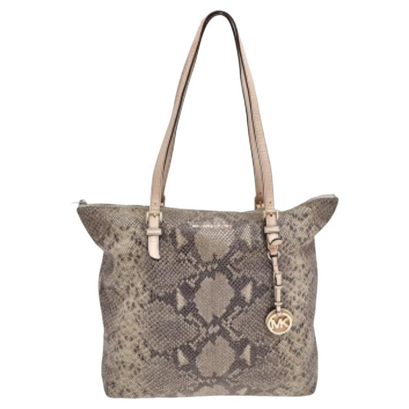 Fourre-tout en cuir effet python kaki/noir MICHAEL Michael Kors