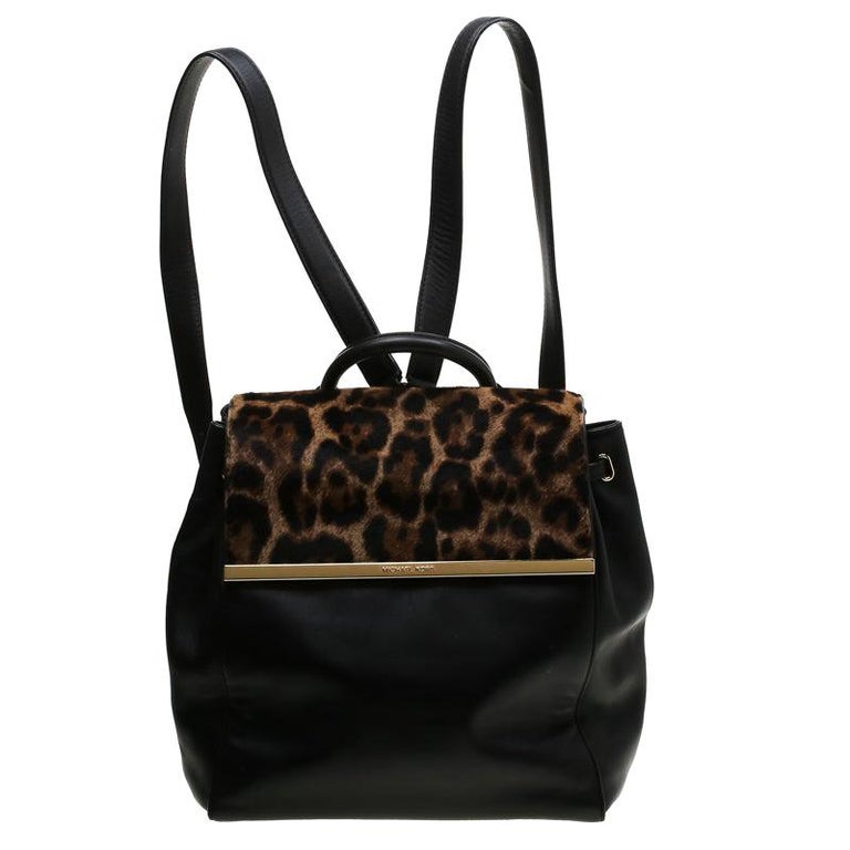 leopard print michael kors backpack