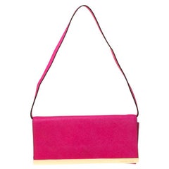 Used Michael Michael Kors Magenta Leather Lana Clutch Bag