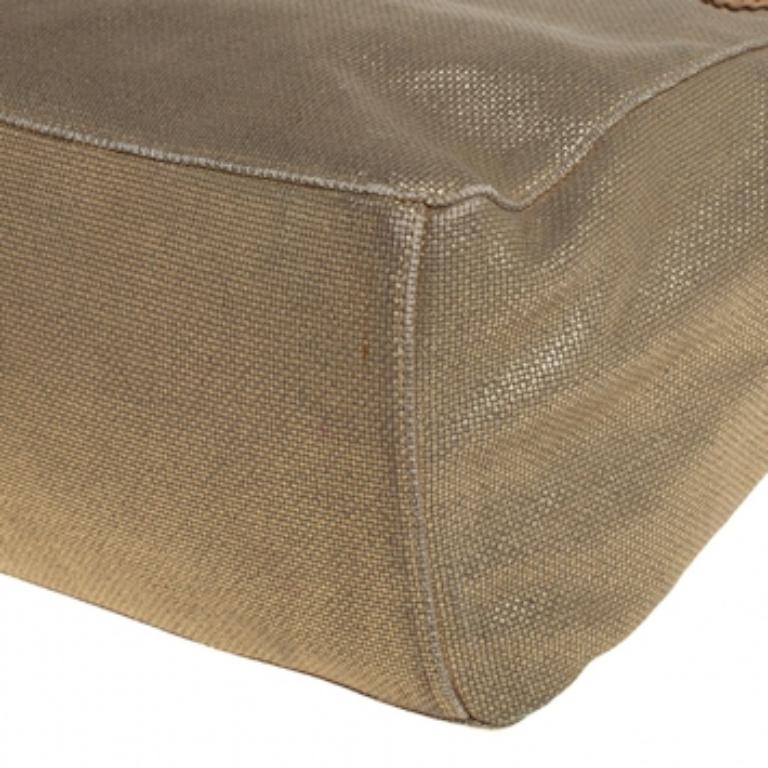 MICHAEL Michael Kors Metallic Beige/Brown Canvas and Leather Large Isla Tote For Sale 3