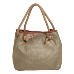 MICHAEL Michael Kors Tote Isla grande de lona y piel beige/marrón metalizado