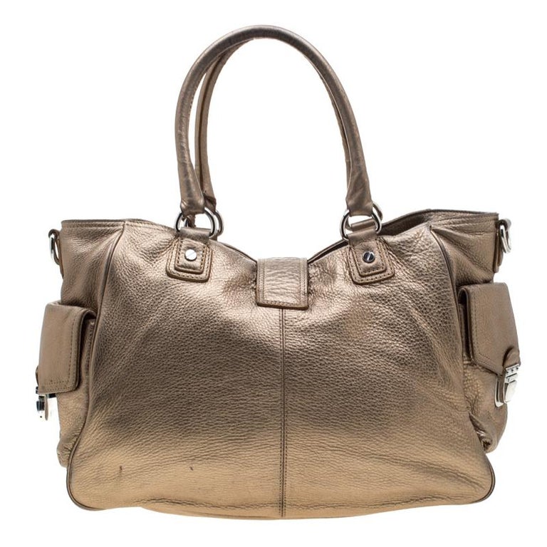 MICHAEL Michael Kors Metallic Gold Leather Satchel at 1stDibs | michael ...