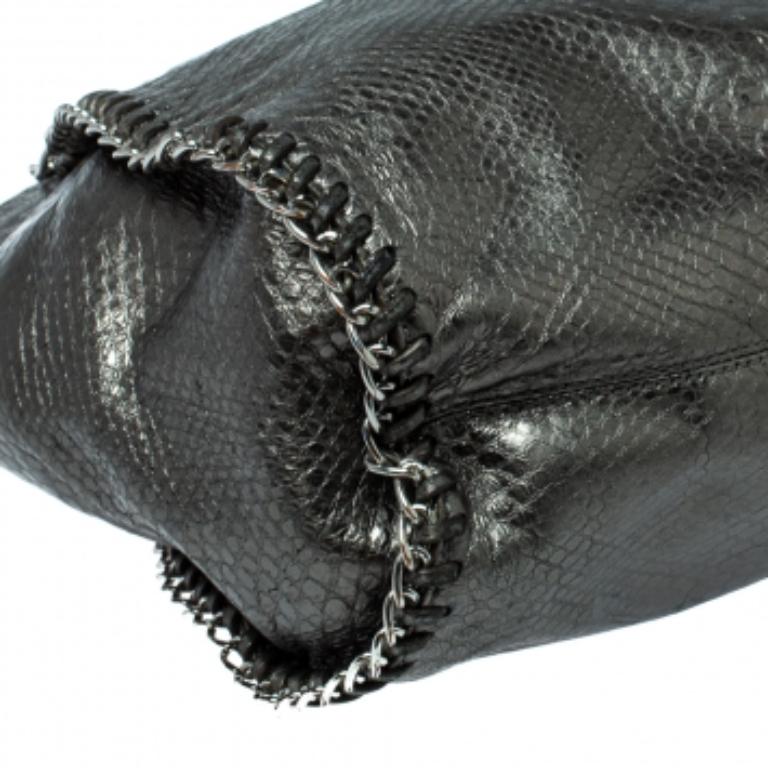 MICHAEL Michael Kors Metallic Python Effect Leather Tassel Chain Detail Satchel For Sale 3