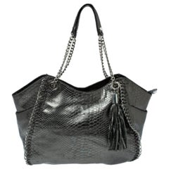 MICHAEL Michael Kors Metallic Python Effect Leather Tassel Chain Detail Satchel