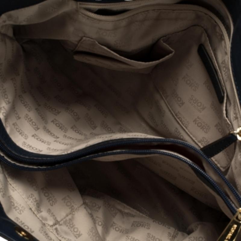 Michael Michael Kors Navy Blue Leather Harper Tote For Sale 1