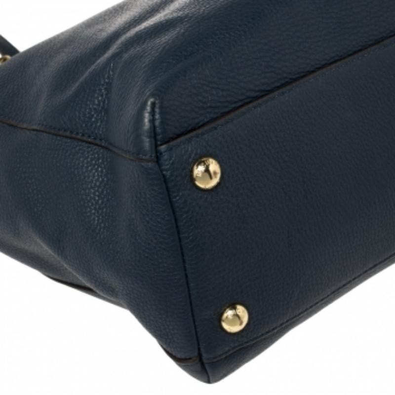 Michael Michael Kors Navy Blue Leather Harper Tote For Sale 4