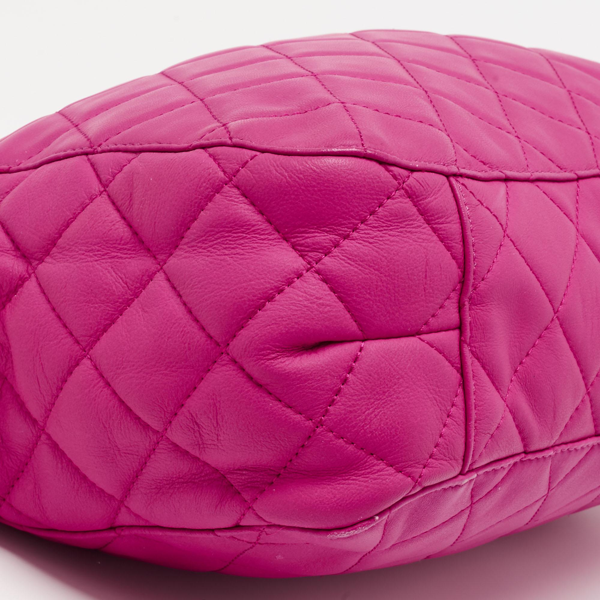 MICHAEL Michael Kors Neon Pink Quilted Leather Susannah Hobo 3
