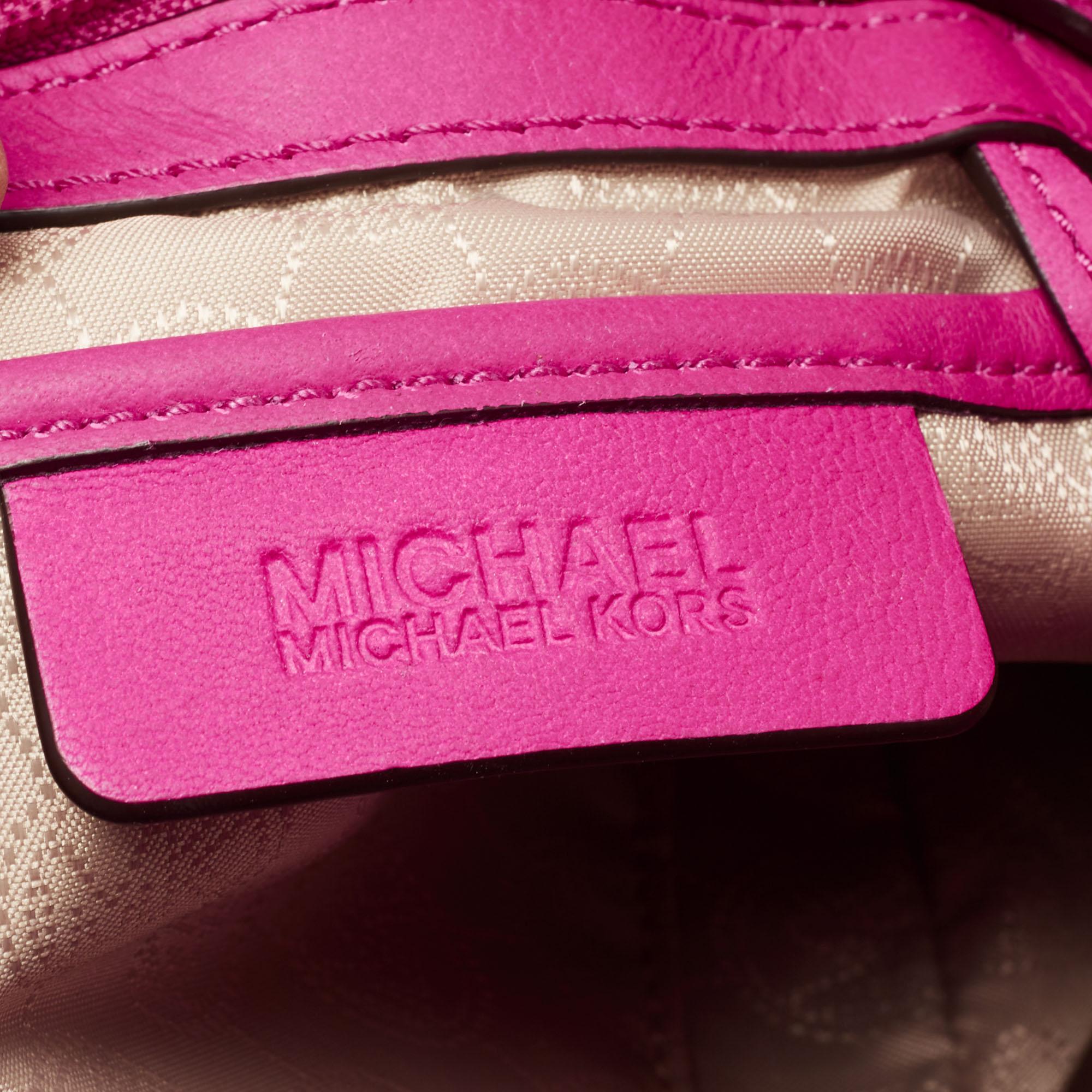 MICHAEL Michael Kors Neon Pink Quilted Leather Susannah Hobo 2