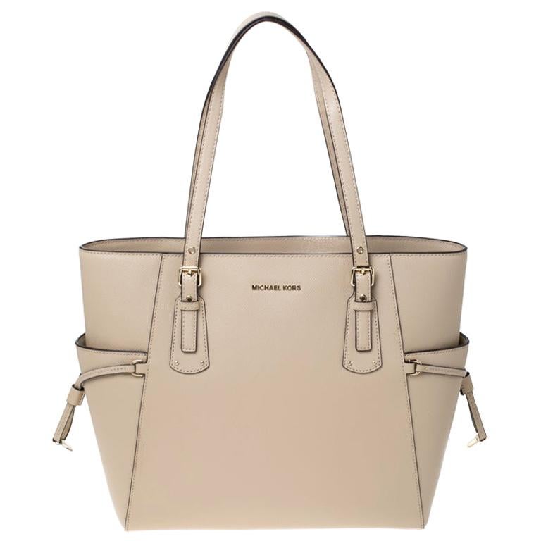 Michael Michael Kors Oat Leather Jet Set Voyager Tote For Sale at 1stDibs