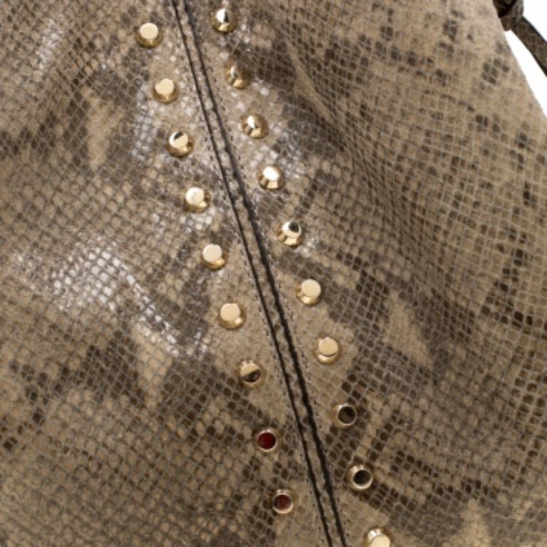 Michael Kors - Borsa Astor in pelle goffrata di pitone verde oliva in vendita 4
