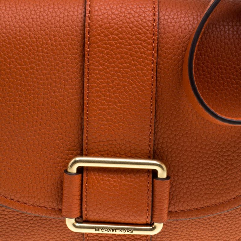 Michael Michael Kors Orange Leather Medium Maxine Saddle Crossbody Bag For  Sale at 1stDibs