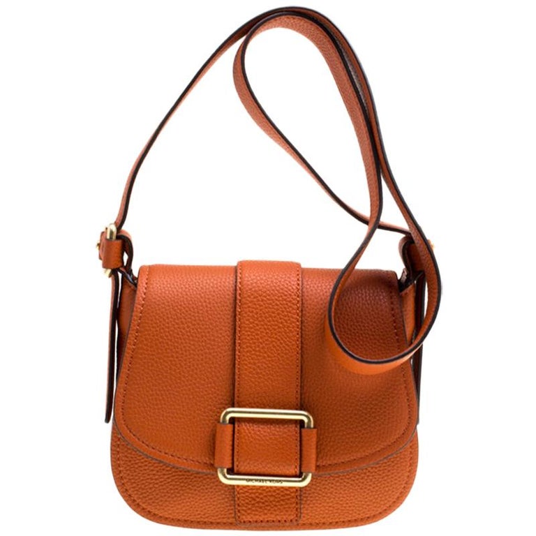 Michael Michael Kors Orange Leather Medium Maxine Saddle Crossbody Bag For  Sale at 1stDibs | michael kors orange purse