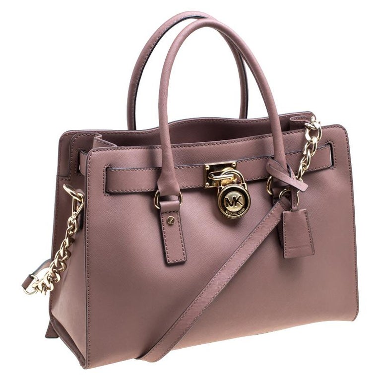 Michael Michael Kors Pale Pink Leather East West Hamilton Top Handle Bag For Sale at 1stdibs