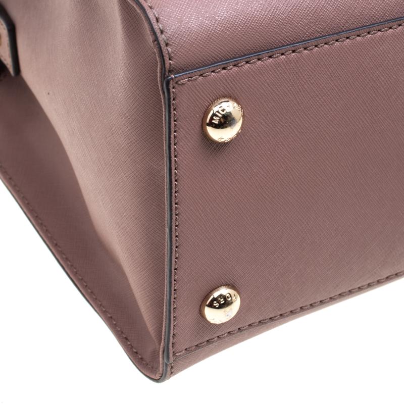 Women's Michael Michael Kors Pale Pink Leather East West Hamilton Top Handle Bag