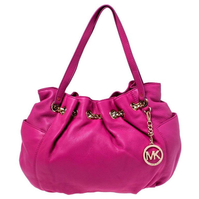MICHAEL Michael Kors Pink Leather Chain Excess Shoulder Bag at 1stDibs | michael kors hot pink purse, michael kors bags, hot pink kors purse