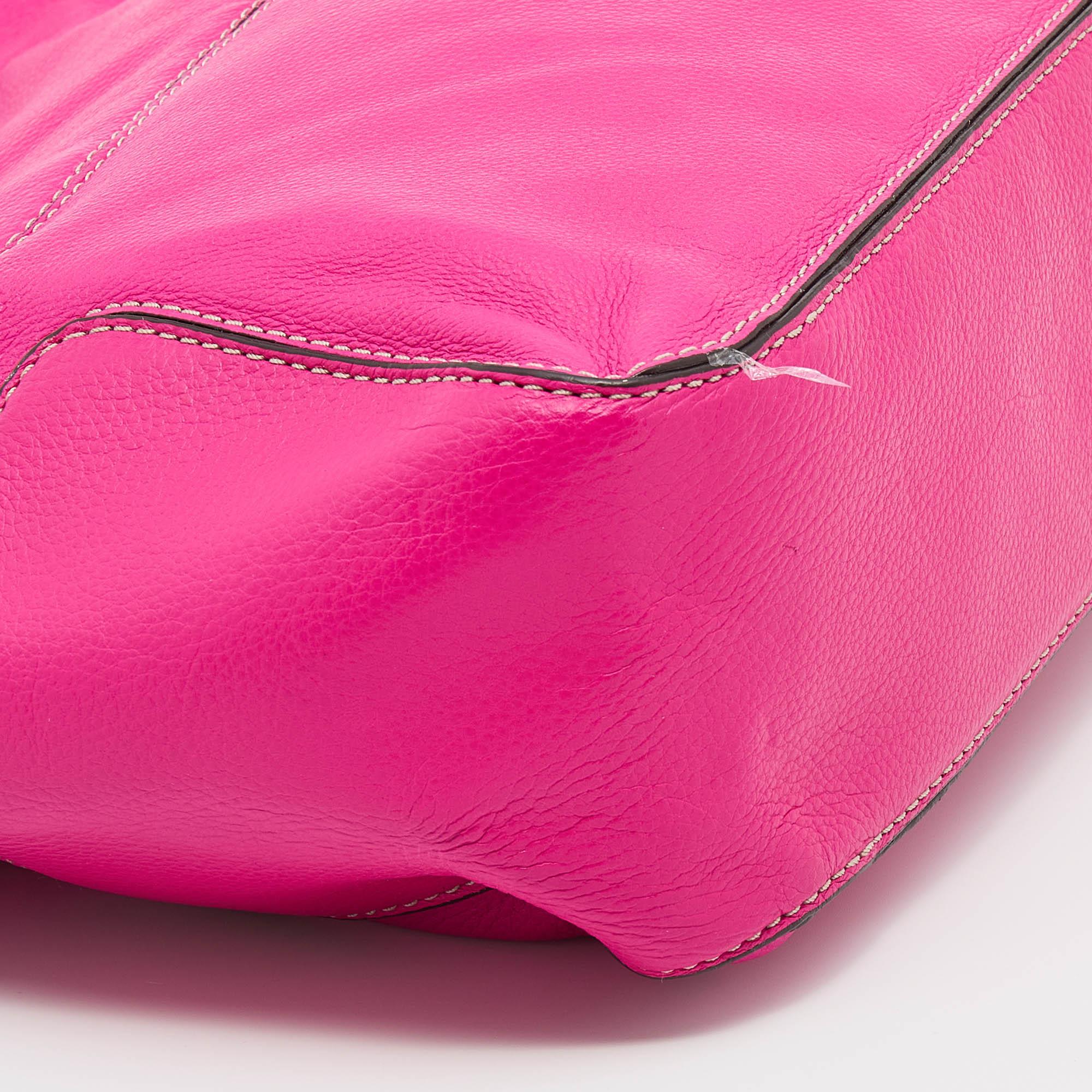 MICHAEL Michael Kors Pink Leather Large Brookville Hobo For Sale 4