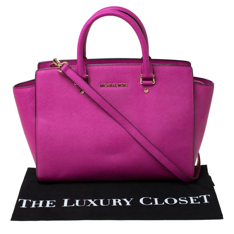 MICHAEL Michael Kors Pink Saffiano Leather Large Selma Tote 8