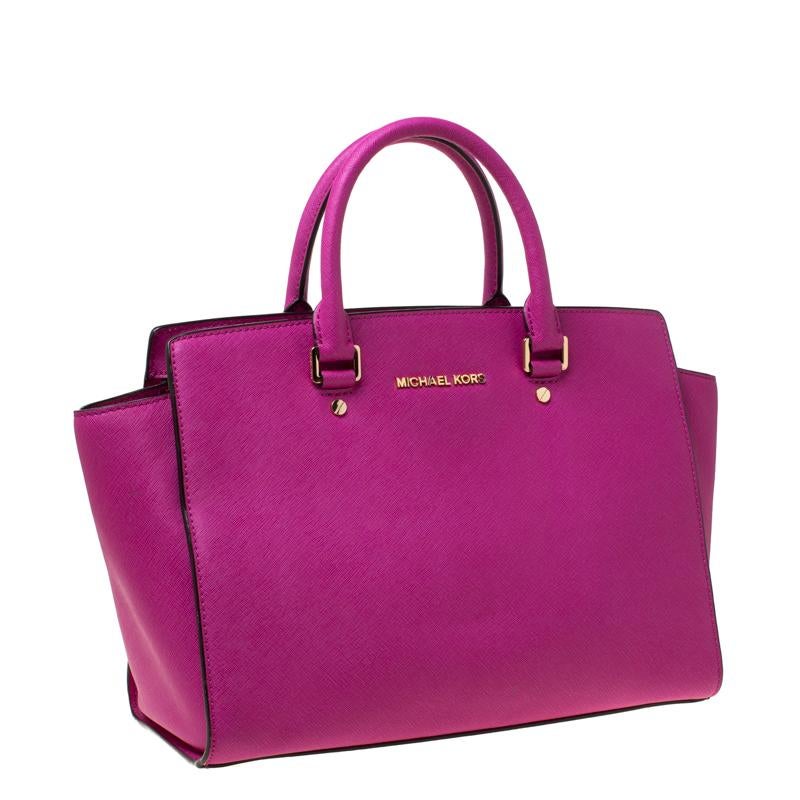 Women's MICHAEL Michael Kors Pink Saffiano Leather Large Selma Tote