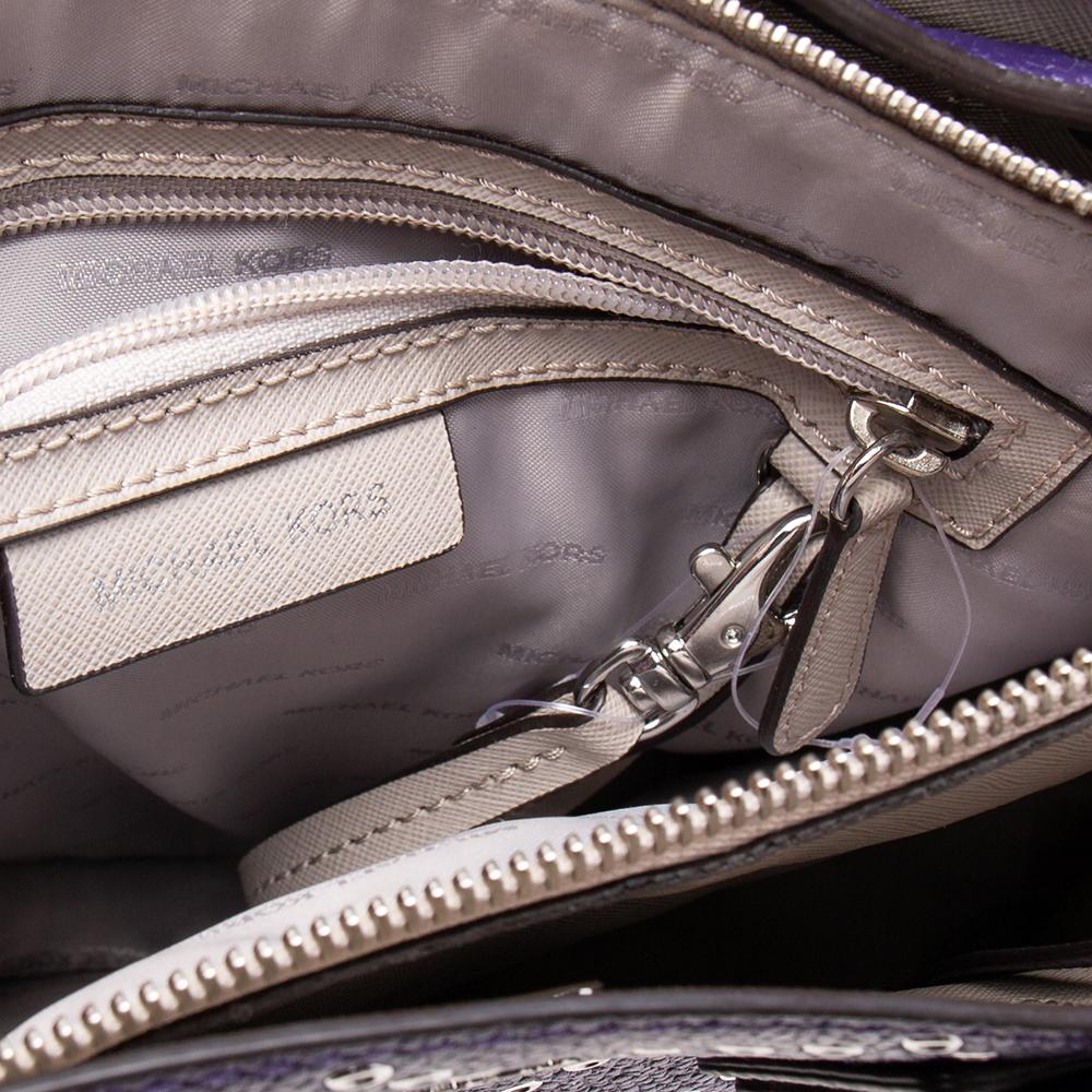 Black MICHAEL Michael Kors Purple Leather Studded Large Mercer Tote For Sale