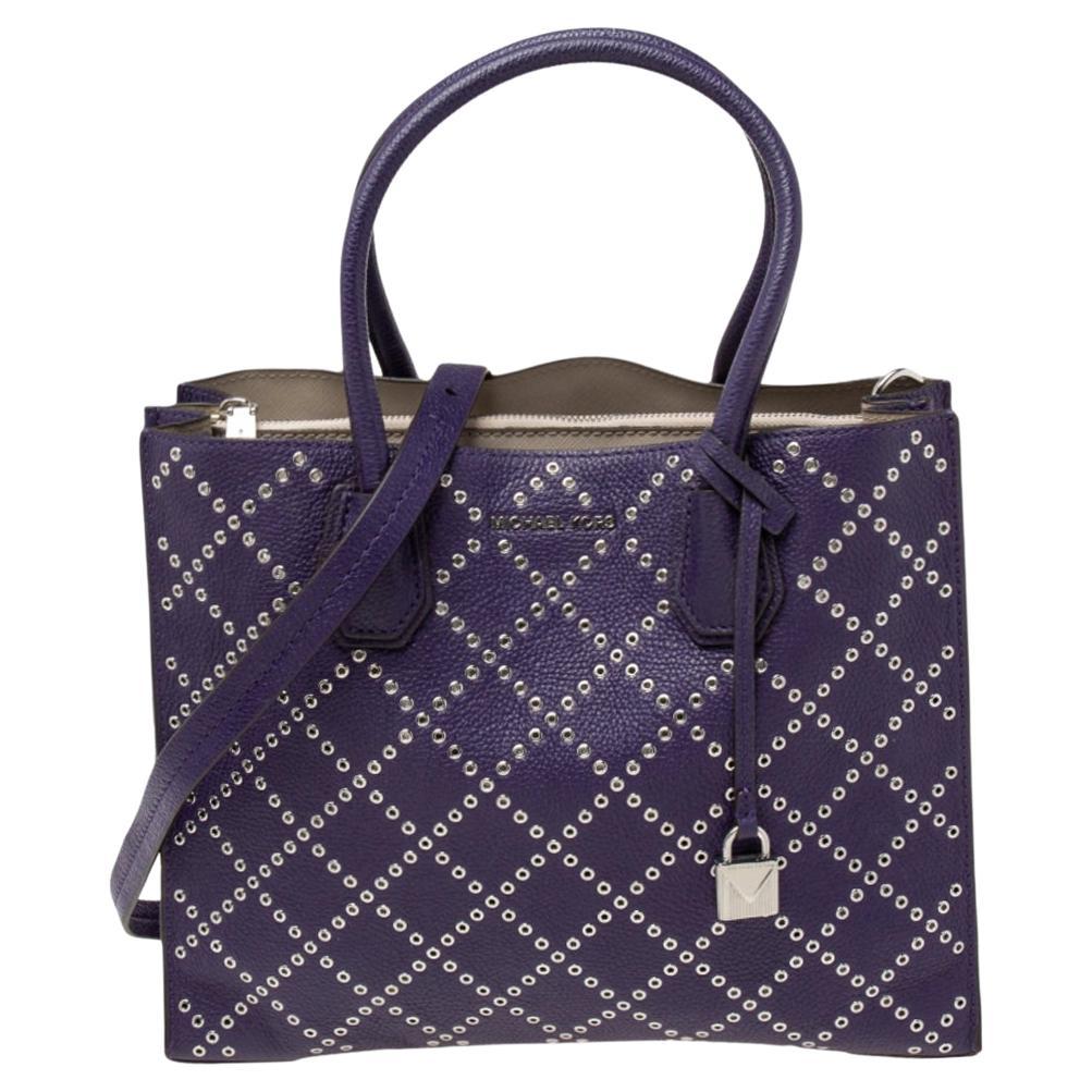 MICHAEL Michael Kors Purple Leather Studded Large Mercer Tote For Sale at  1stDibs