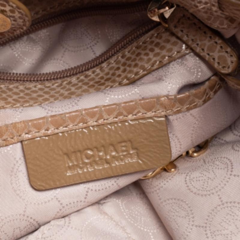 MICHAEL Michael Kors Python Effect Patent Leather Buckle Strap Shoulder Bag For Sale 2