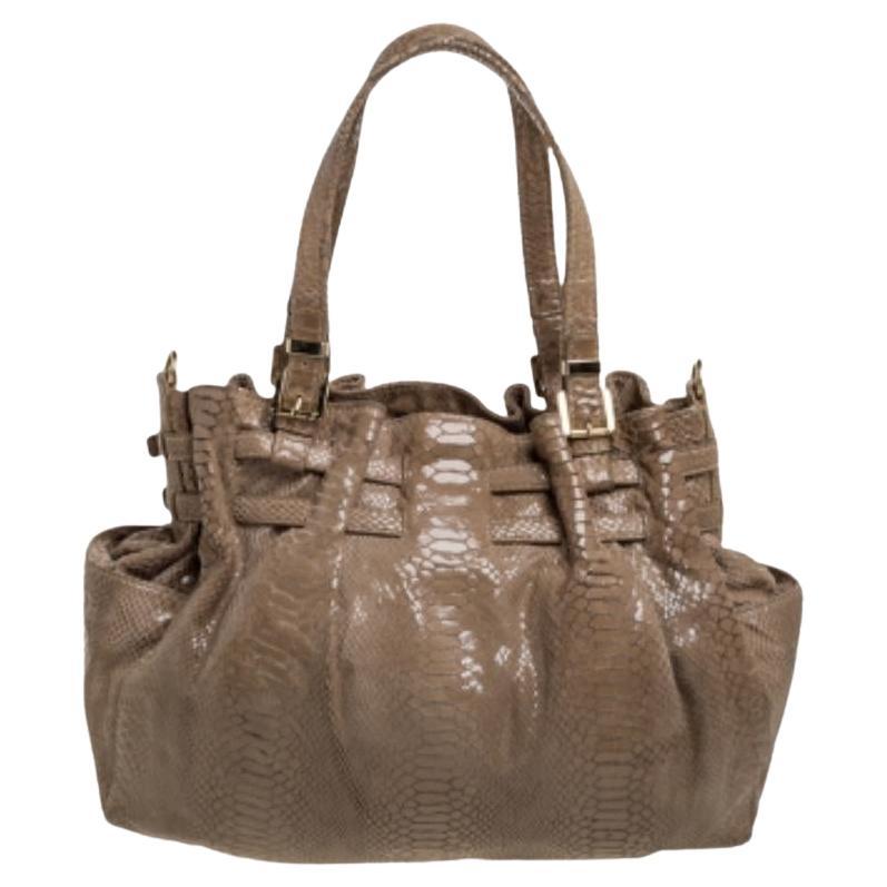 MICHAEL Michael Kors Python Effect Patent Leather Buckle Strap Shoulder Bag For Sale