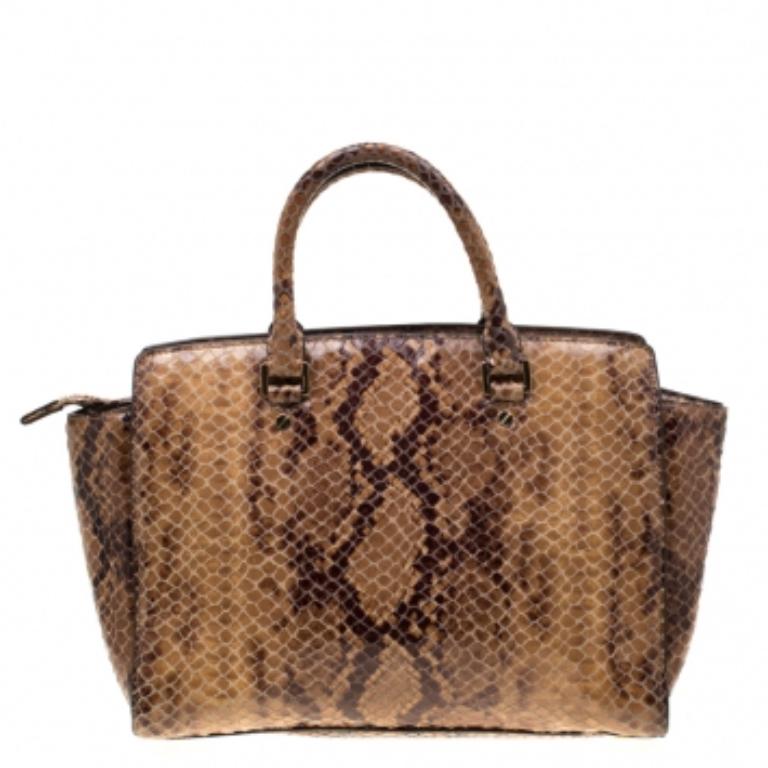 Michael Michael Kors Python Embossed Leather Selma Tote Pour femmes en vente