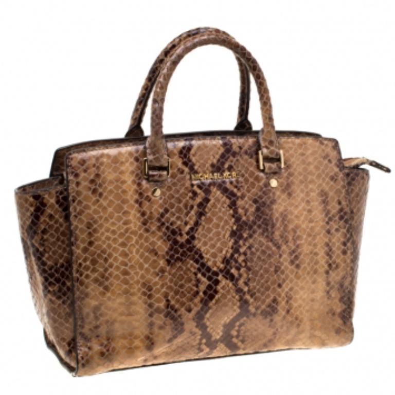Michael Michael Kors Python Embossed Leather Selma Tote en vente 1