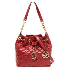 MICHAEL Michael Kors Red Quilted Leather Frankie Bucket Bag