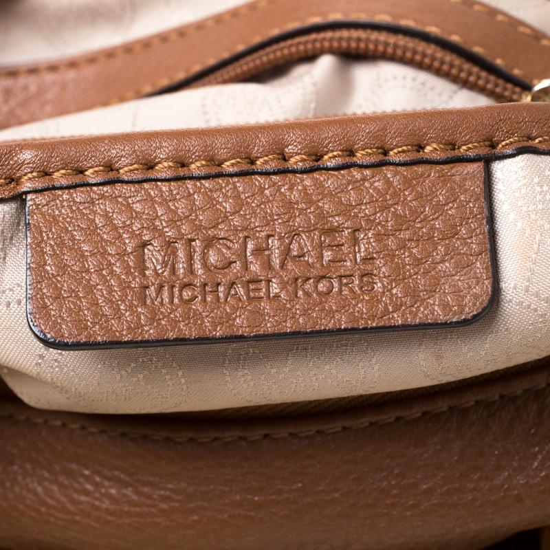 MICHAEL Michael Kors Tan Leather Bedford Satchel In Good Condition In Dubai, Al Qouz 2
