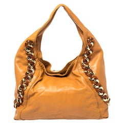 Used MICHAEL Michael Kors Tan Leather Large ID Chain Hobo