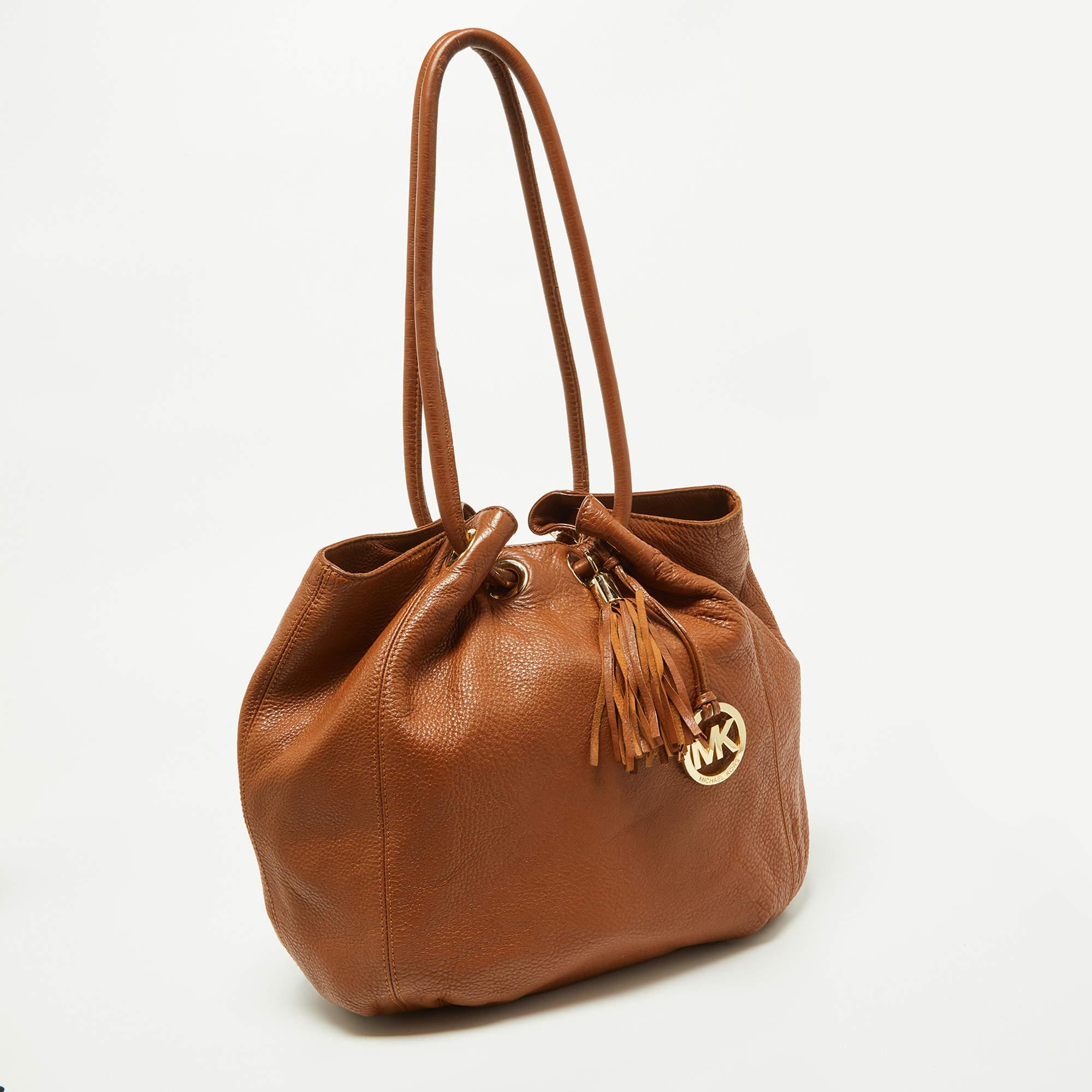 Brown MICHAEL Michael Kors Tan Leather Tassel Hobo For Sale