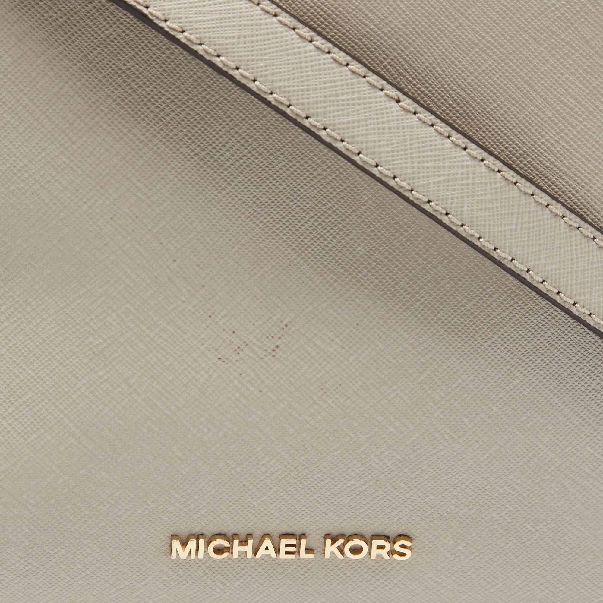MICHAEL Michael Kors Taupe Leather Small Portia Top Handle Bag In Good Condition In Dubai, Al Qouz 2