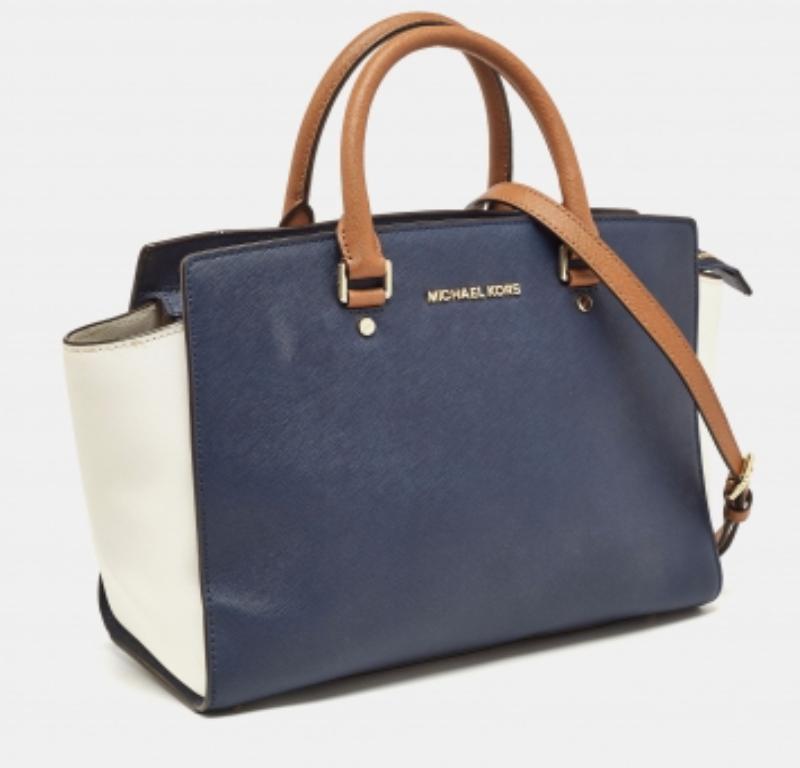 MICHAEL Michael Kors Tri Color Leather Medium Selma Satchel For Sale 1
