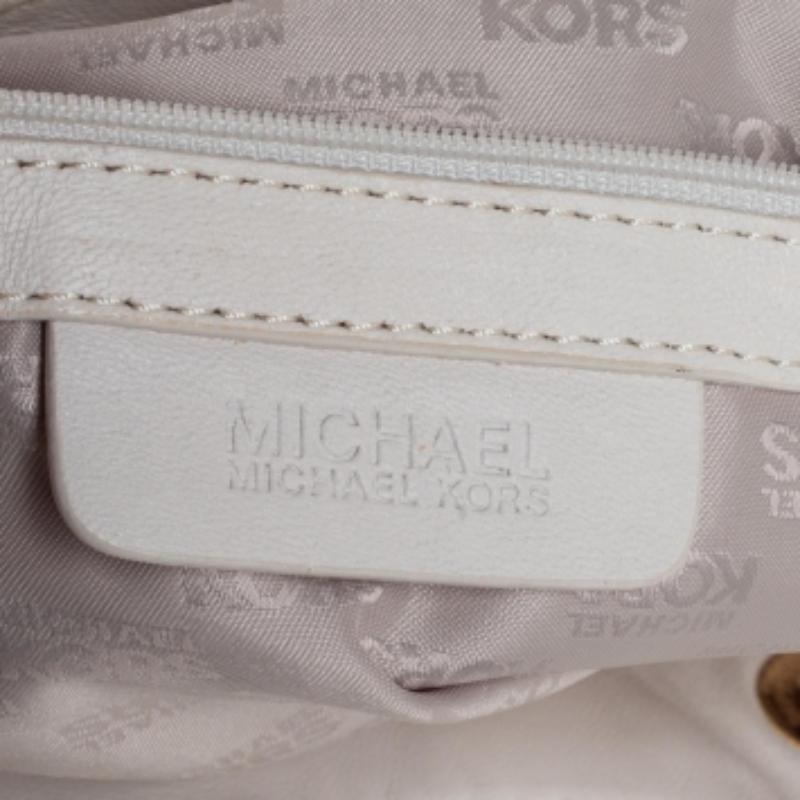 Women's MICHAEL Michael Kors White Pleated Leather Chain Tote For Sale