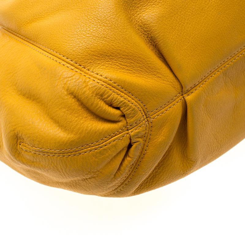 Michael Michael Kors Yellow Leather Drawstring Shoulder Bag 3