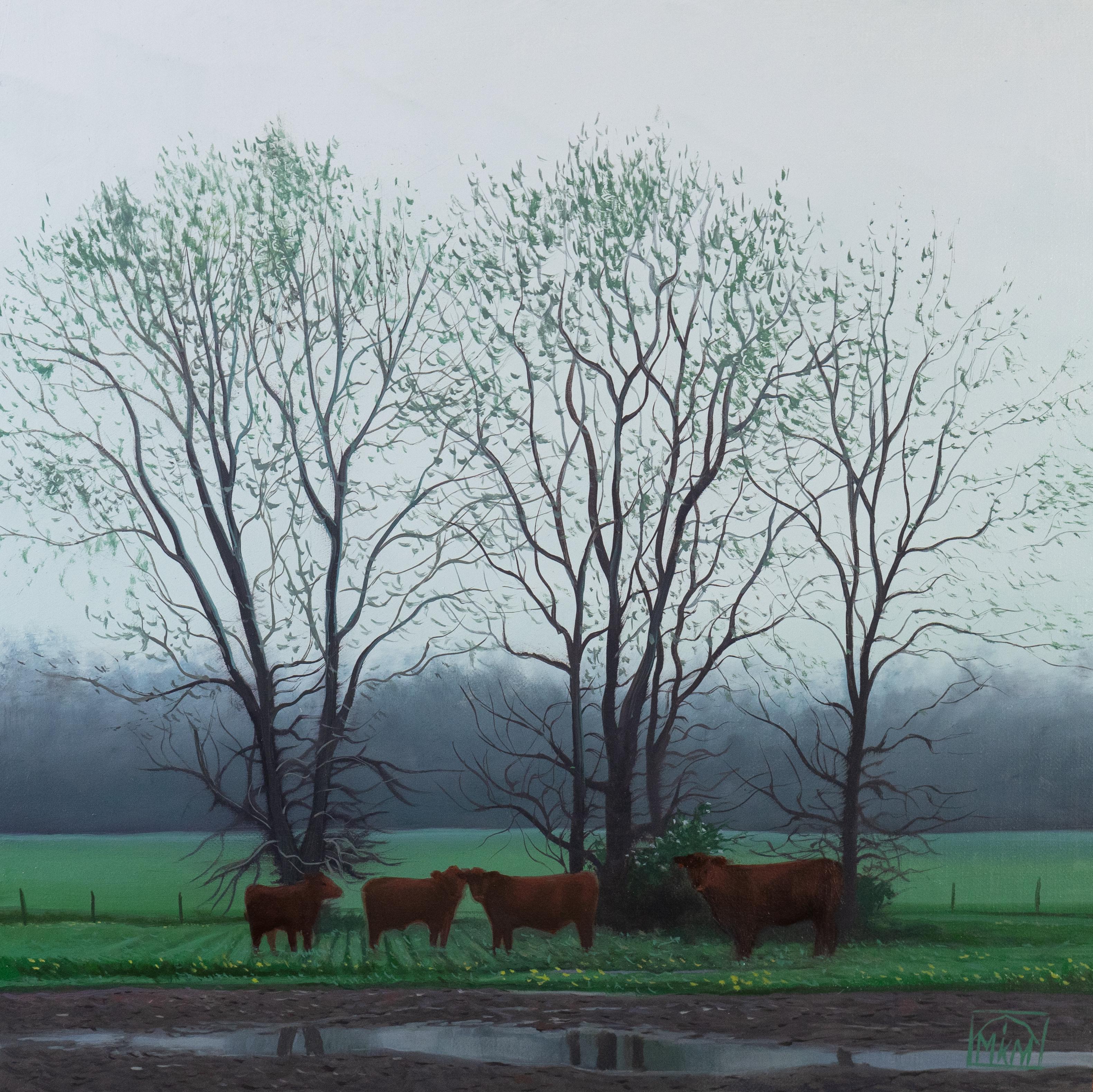 "Día lluvioso" (2024) de Michael Miller, pintura al óleo original de paisaje