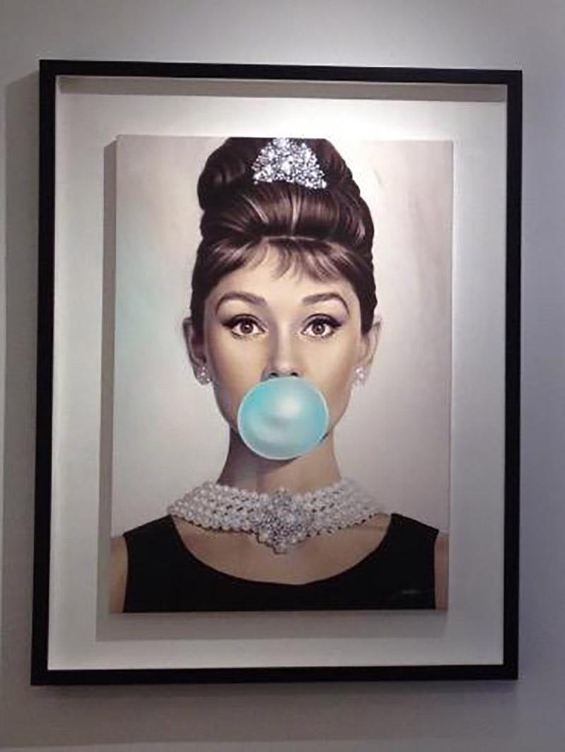 Audrey Hepburn, Tiffany Blue - Print by Michael Moebius