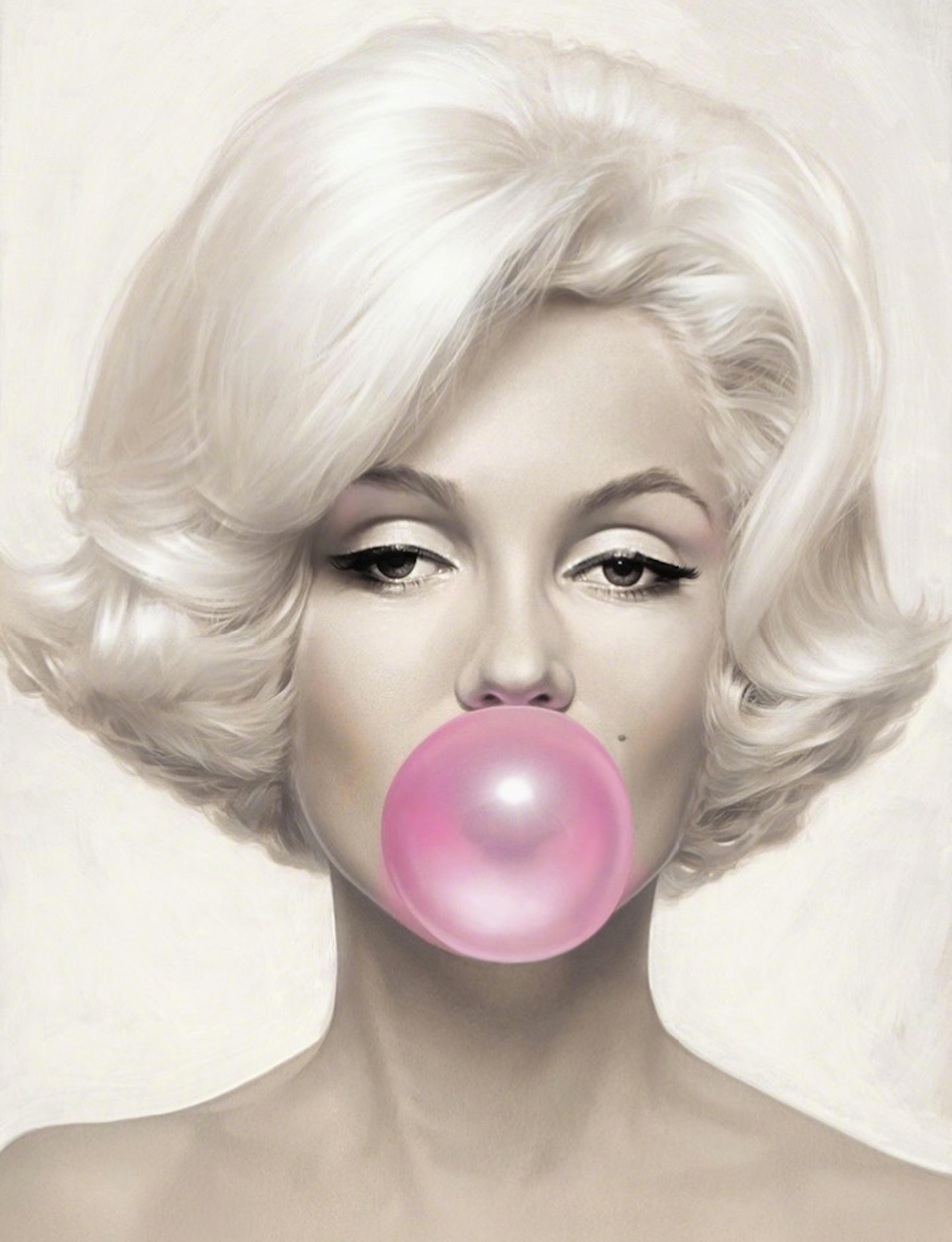 Michael Moebius Portrait Print - Marilyn Pink Bubblegum