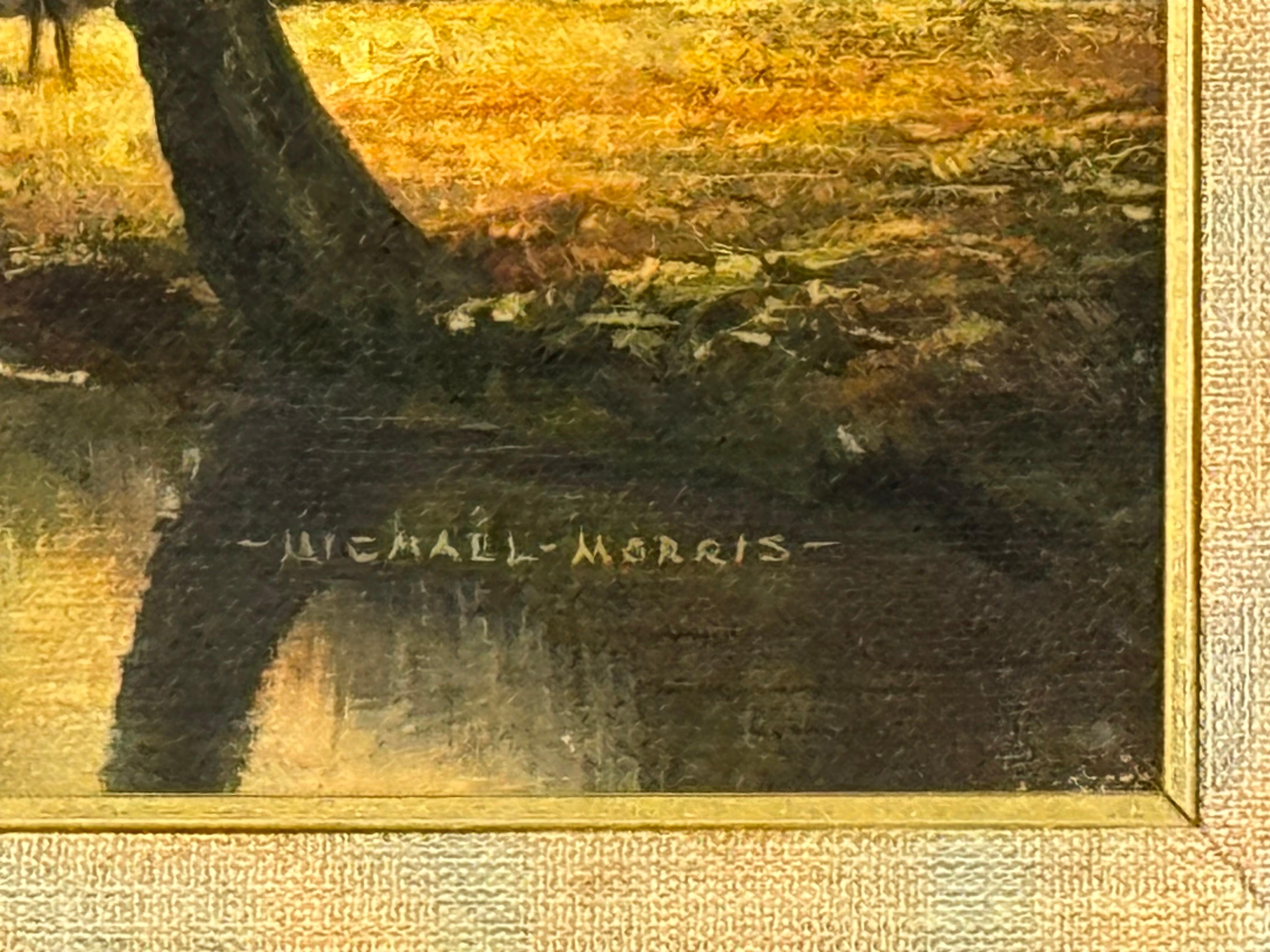 Caballo junto al río en el bosque de la campiña inglesa por un artista británico en venta 2