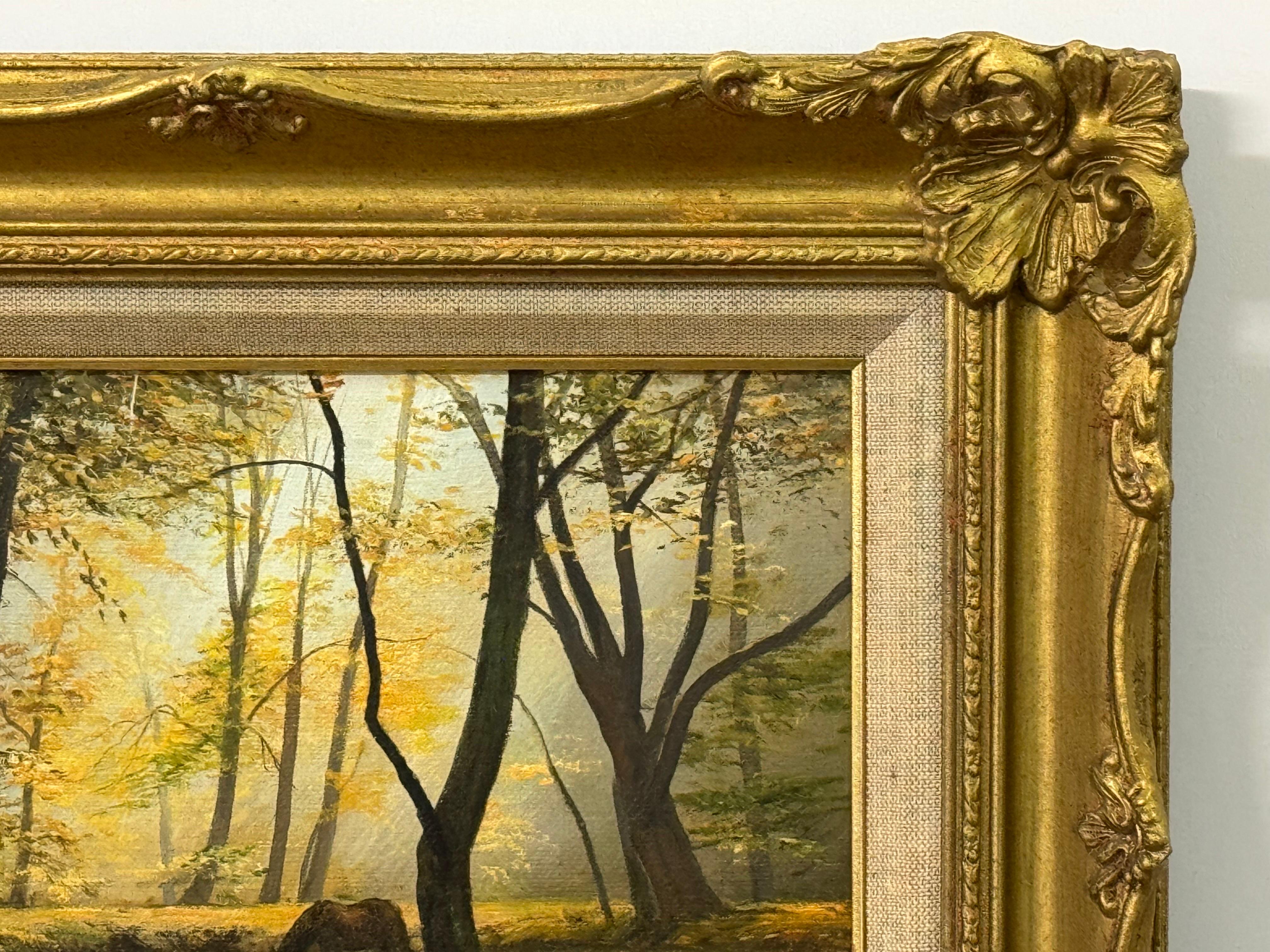 Caballo junto al río en el bosque de la campiña inglesa por un artista británico en venta 3