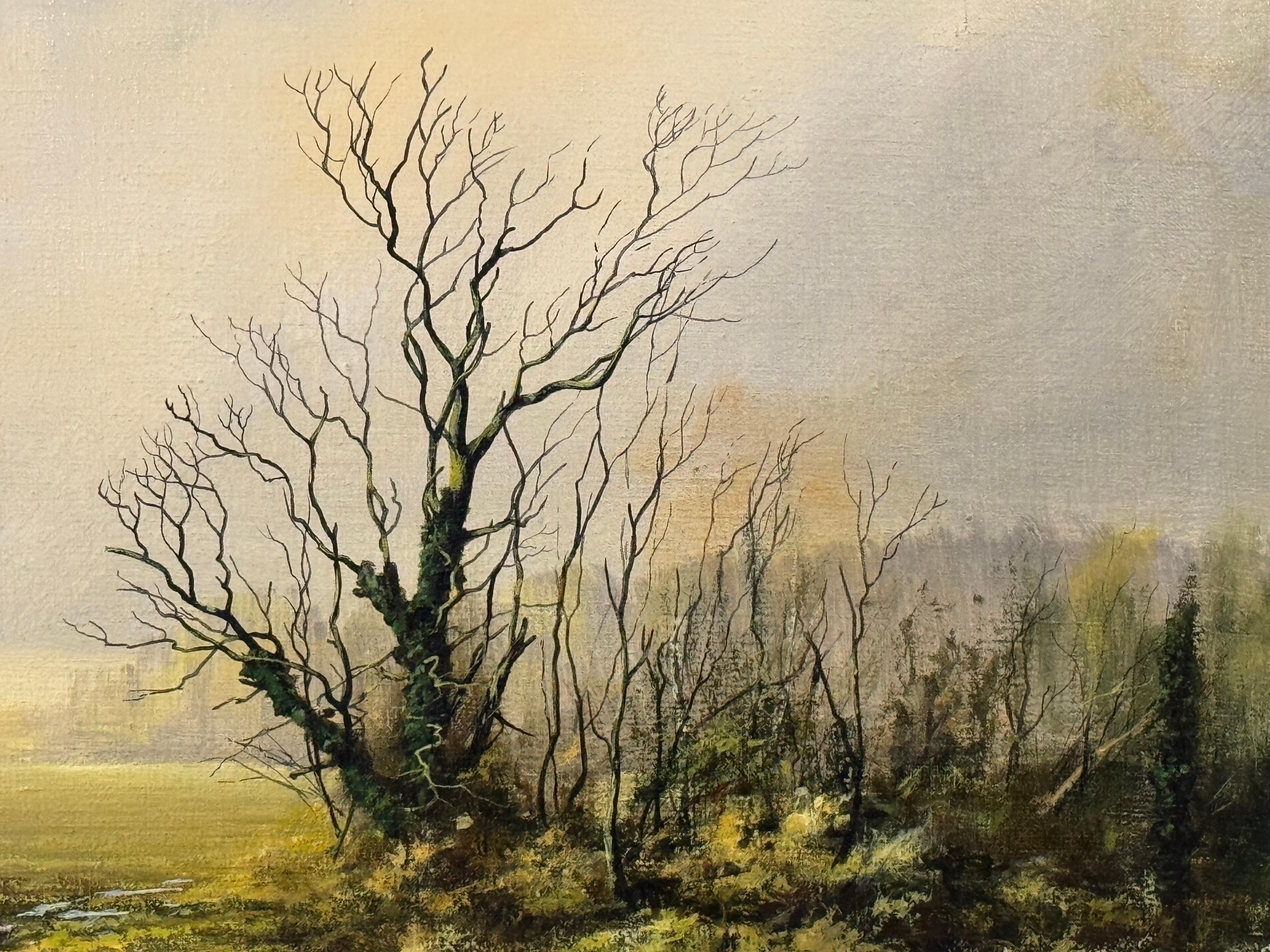 Winter Field on Overcast Farmland in the English Countryside by British Artist For Sale 1